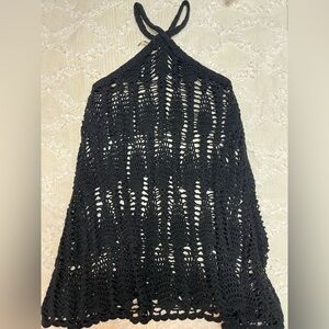 Black Crochet Halter Dress